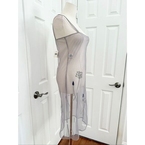 Moschino Cheap and Chic Sheer Mesh Embroidered Cami Slip Dress NWT XS Y2K - Picture 2 of 10